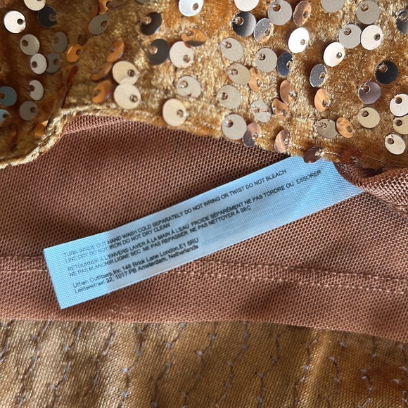 🧡 Free People Intimately Free Golden Velvet Sequin Strapped Cocktail Dress - Picture 17 of 17